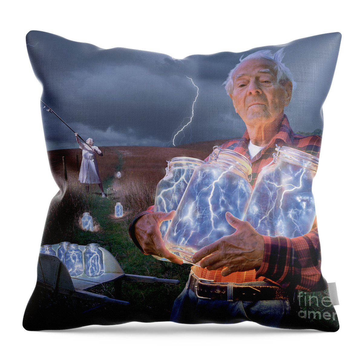 Lightning Throw Pillow featuring the photograph The Lightning Catchers by Bryan Allen