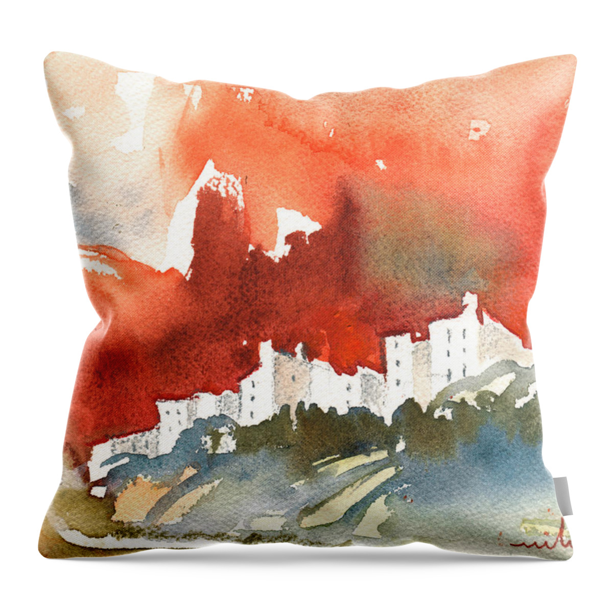 Travel Throw Pillow featuring the painting The Menerbes Where Nicolas de Stael lived by Miki De Goodaboom