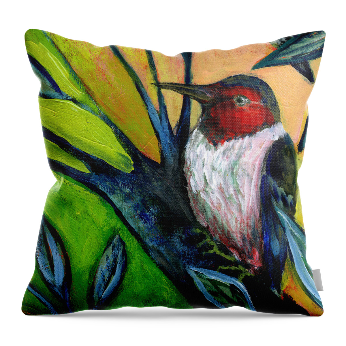 Woodpecker Throw Pillow featuring the painting The NeverEnding Story No 124 by Jennifer Lommers
