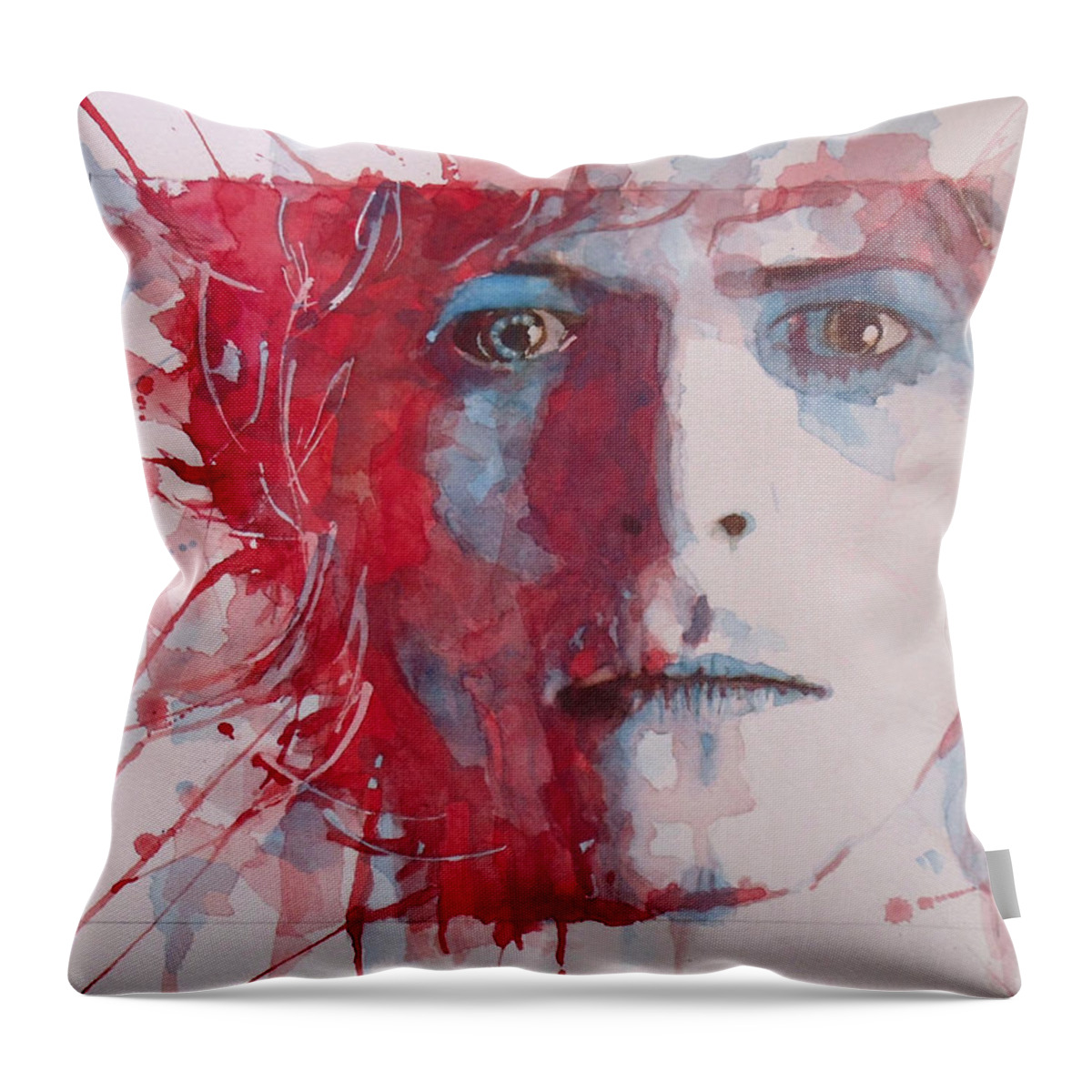 David Bowie Throw Pillow featuring the painting The Prettiest Star by Paul Lovering