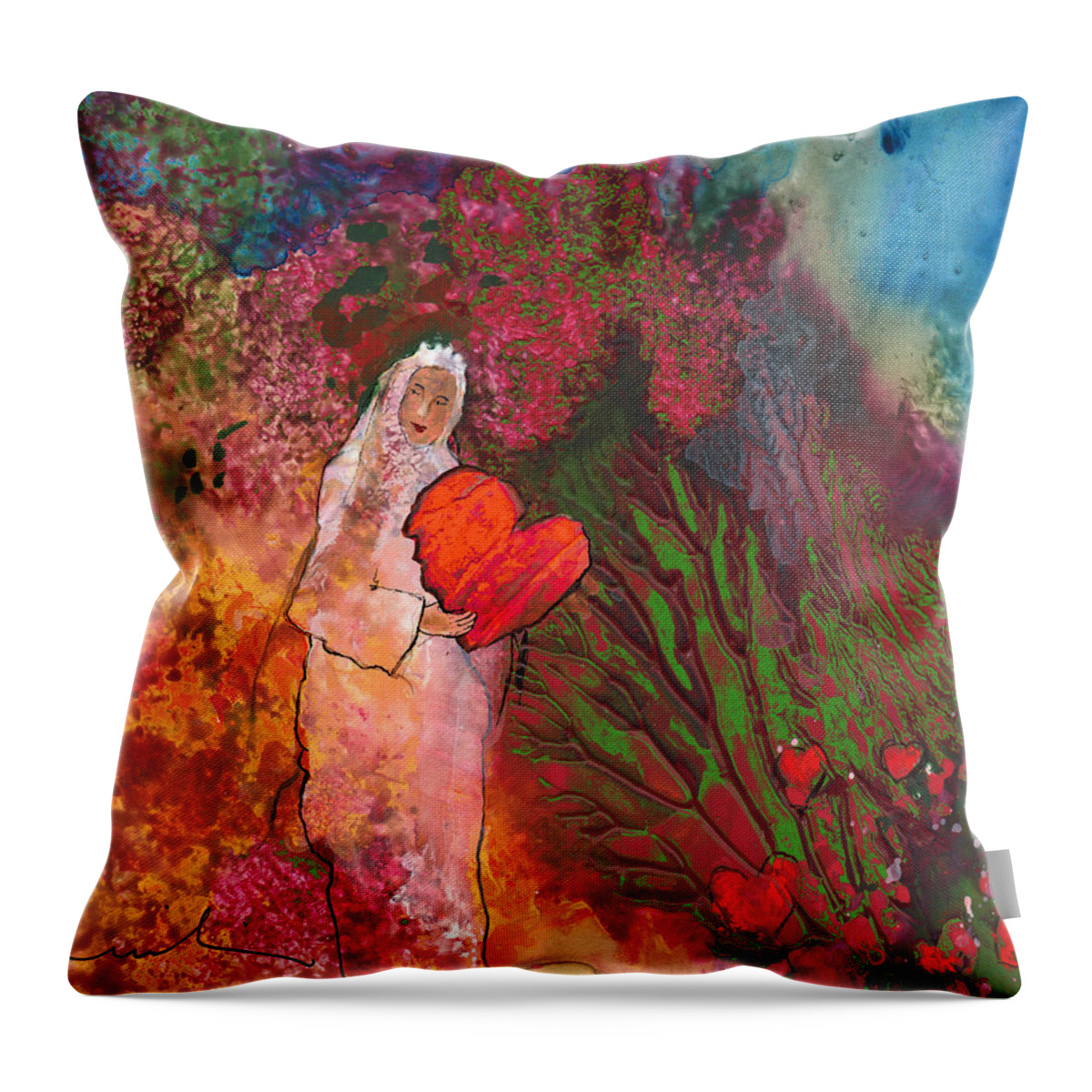 Love Throw Pillow featuring the painting The Queen of Hearts by Miki De Goodaboom