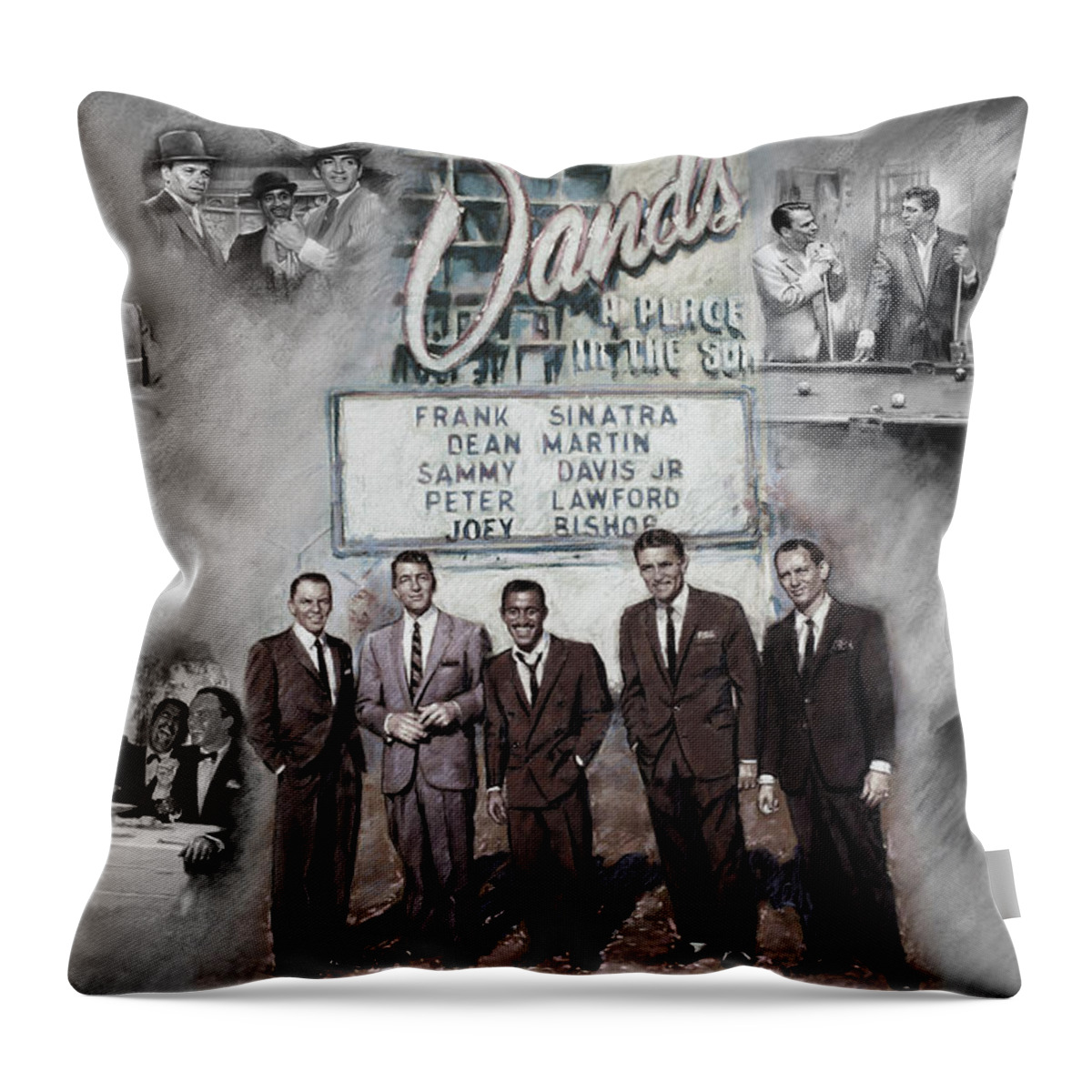 The Summit Throw Pillow featuring the mixed media The Rat Pack by Viola El