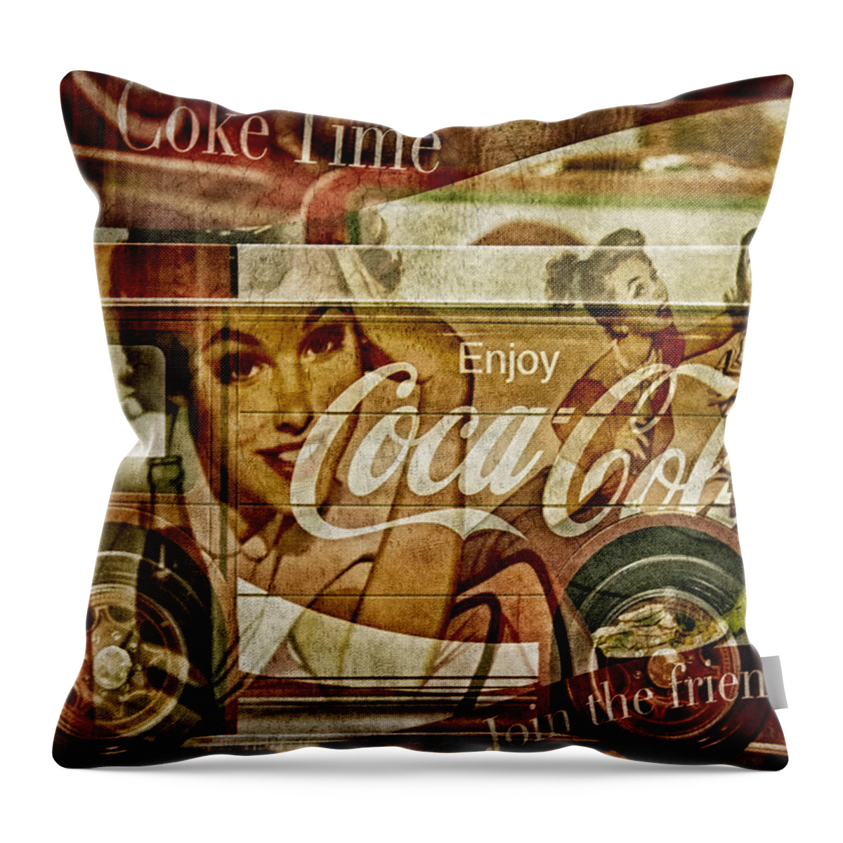 Coca Cola Throw Pillow featuring the photograph The Real Thing by Susan Candelario