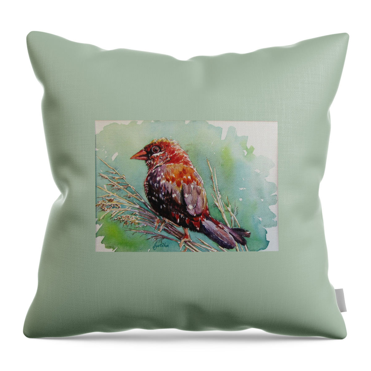 Bird Throw Pillow featuring the painting The Red Bird by Jyotika Shroff