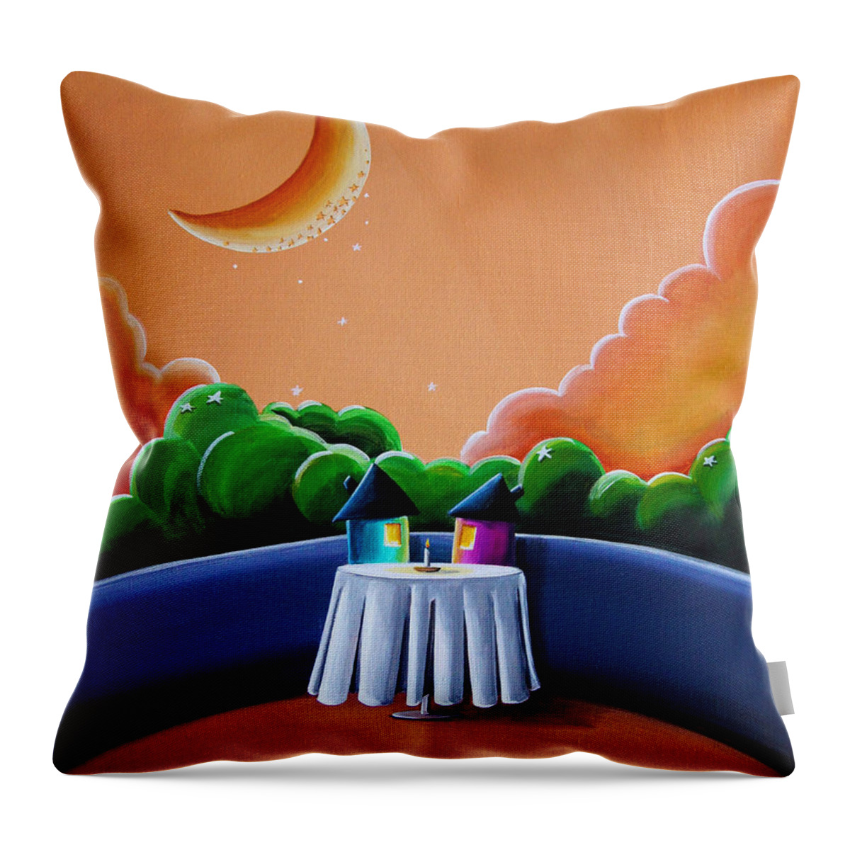Moon Throw Pillow featuring the painting The Restaurant by Cindy Thornton