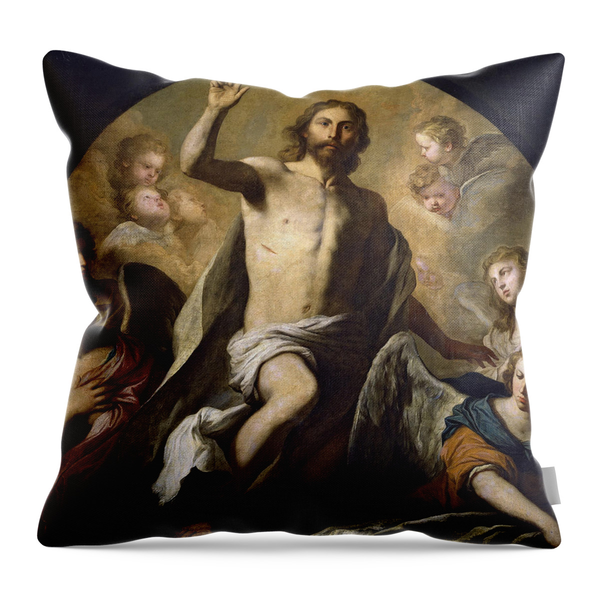 Pietro Novelli Throw Pillow featuring the painting The Resurrection of Christ by Pietro Novelli