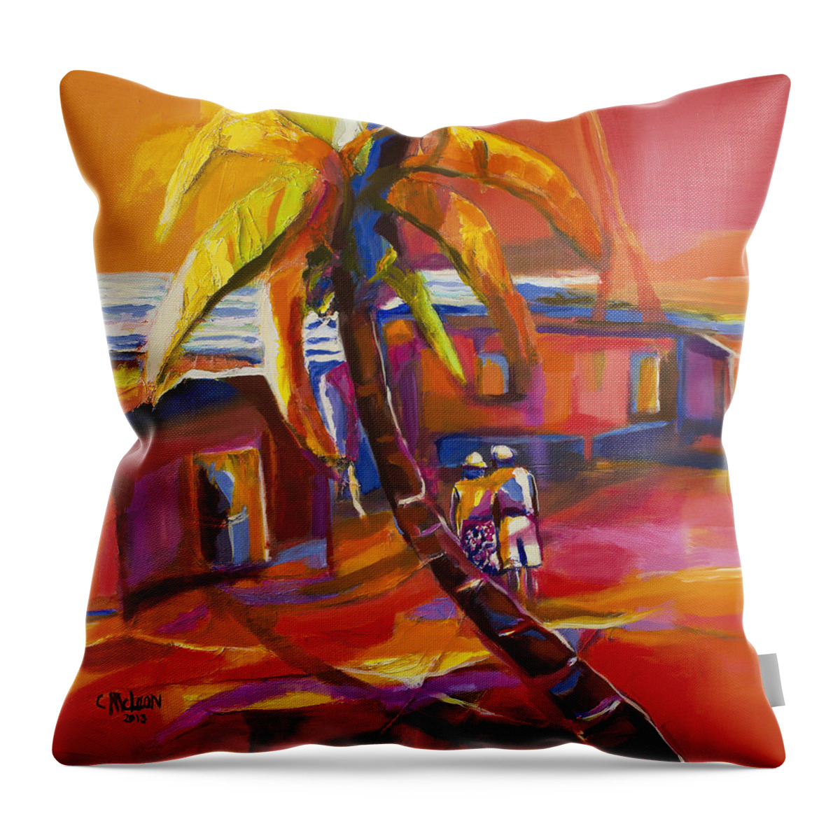Abstract Throw Pillow featuring the painting The Retreat by Cynthia McLean