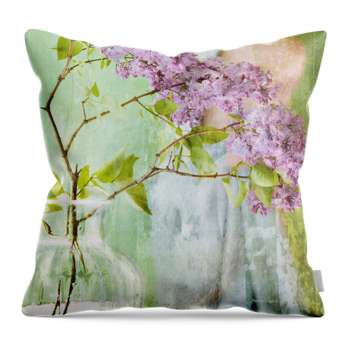 Lilacs Throw Pillow featuring the photograph The Scent Of Lilacs by Theresa Tahara