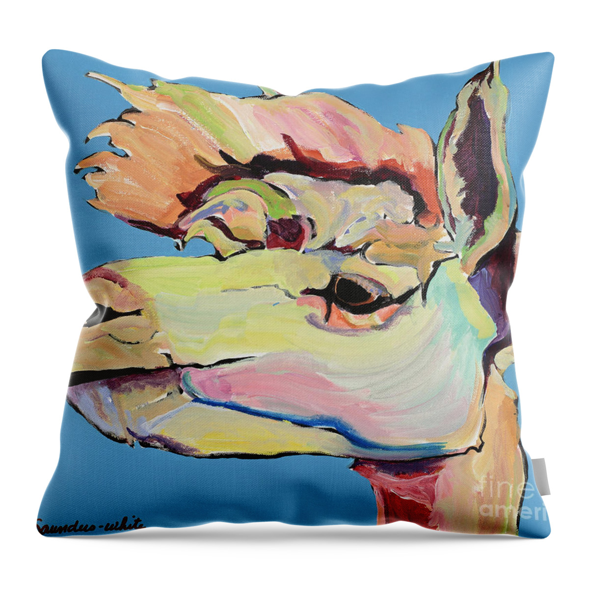 Pat Saunders-white Throw Pillow featuring the painting The Sentinel by Pat Saunders-White