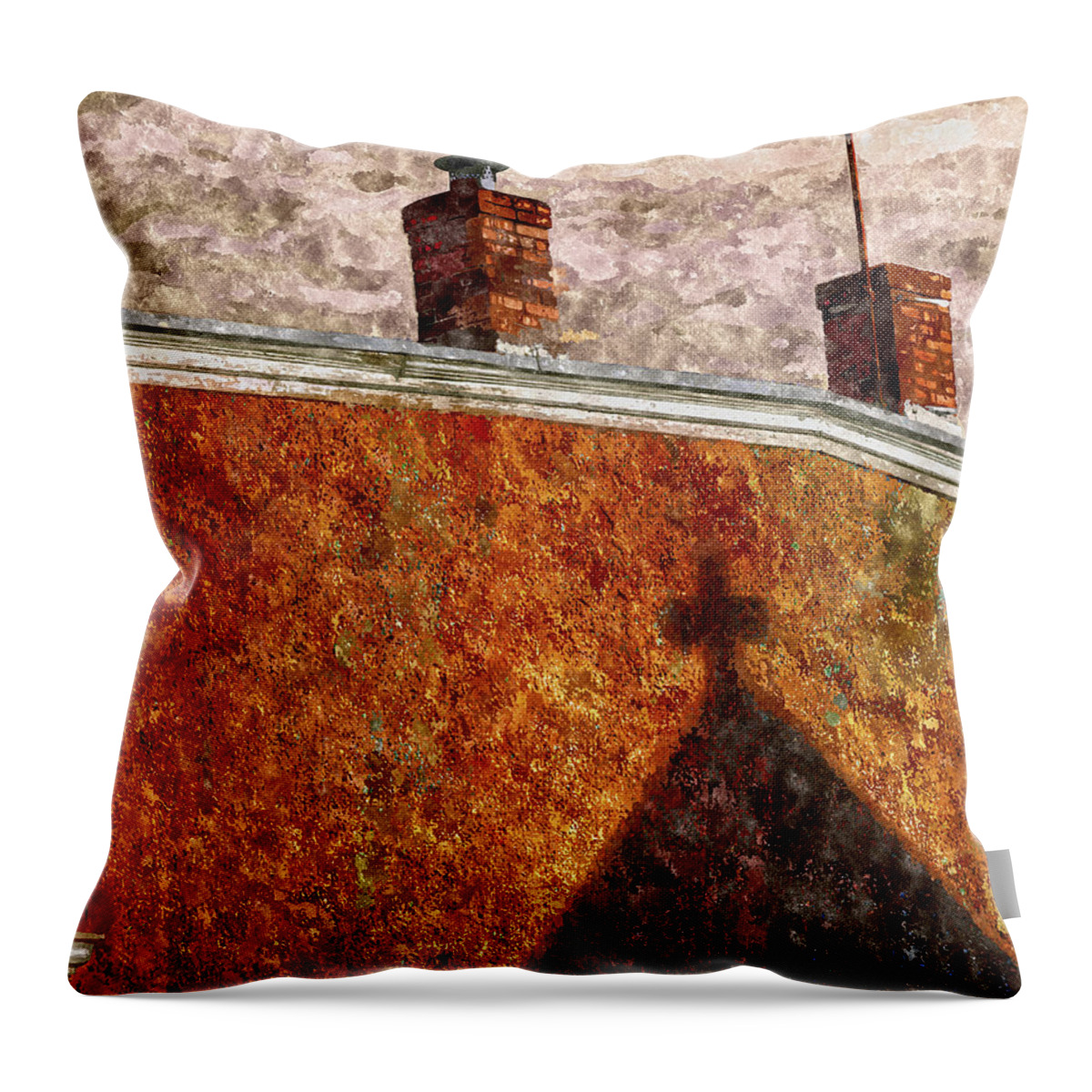 Church Throw Pillow featuring the painting The Shadow of the Church by Rick Mosher