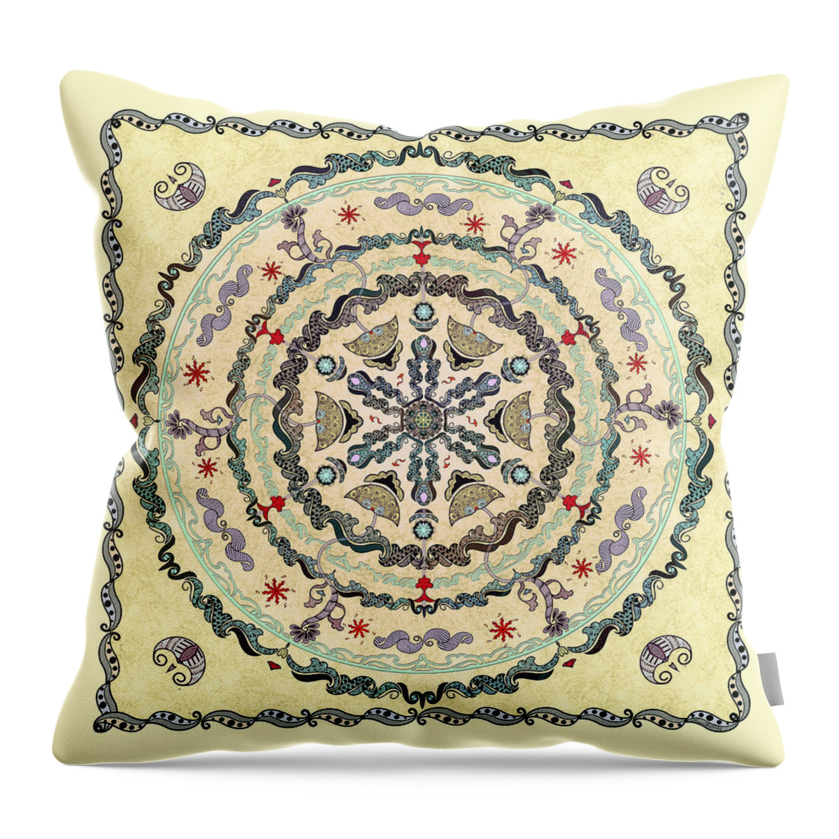 Mandala Throw Pillow featuring the digital art The Source Mandala 2 by Deborah Smith