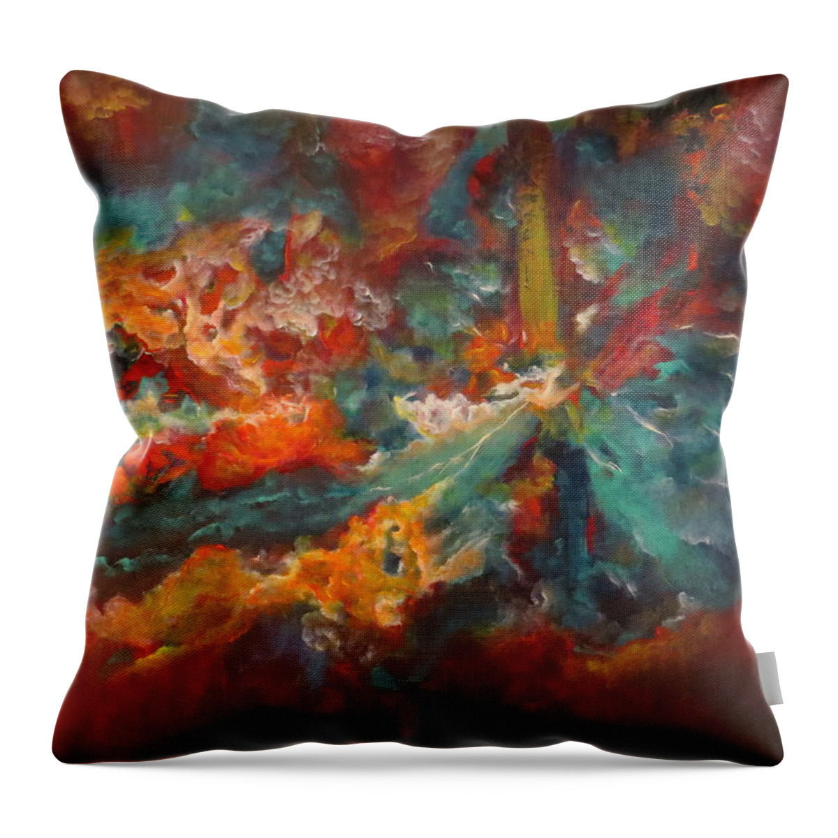 Abstract Throw Pillow featuring the painting The Source by Soraya Silvestri
