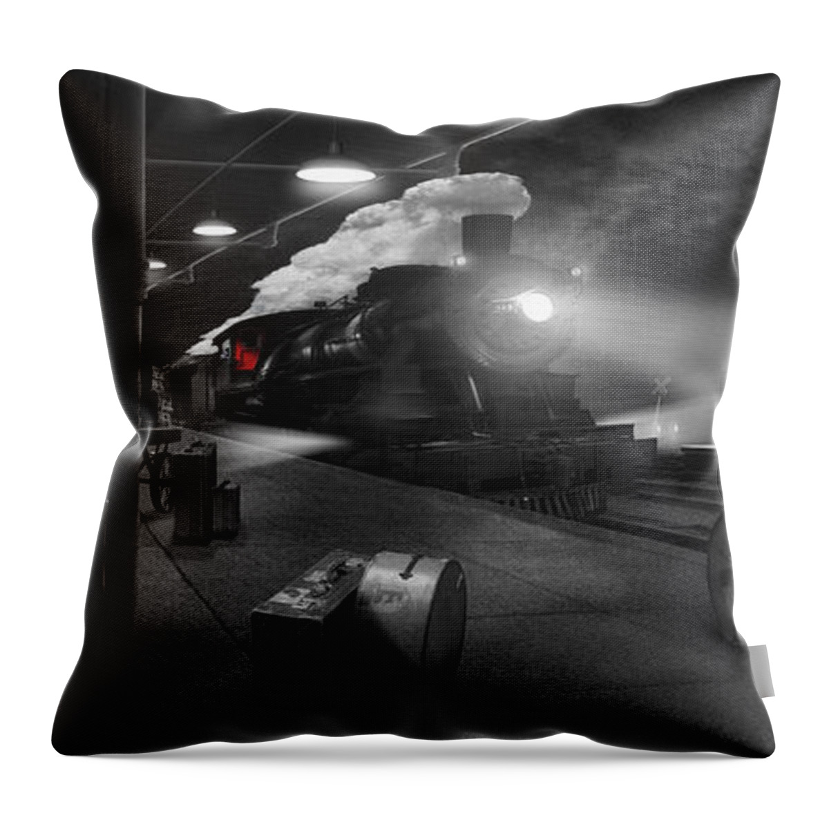 Transportation Throw Pillow featuring the photograph The Station - Panoramic by Mike McGlothlen