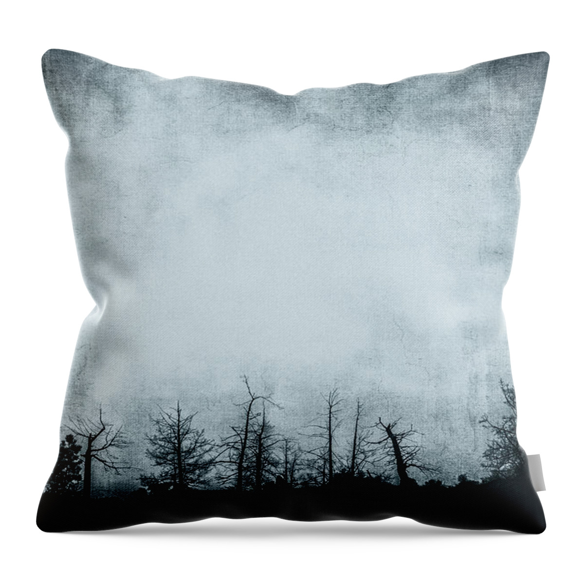 Grunge Throw Pillow featuring the photograph The Trees On The Ridge by Theresa Tahara