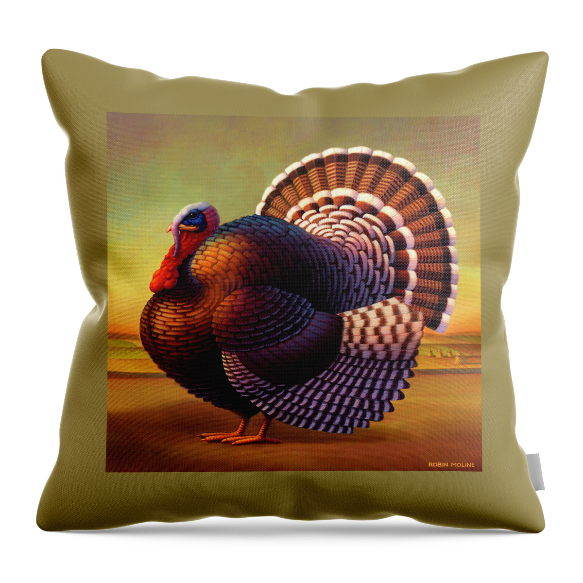  Turkey Throw Pillow featuring the painting The Turkey by Robin Moline