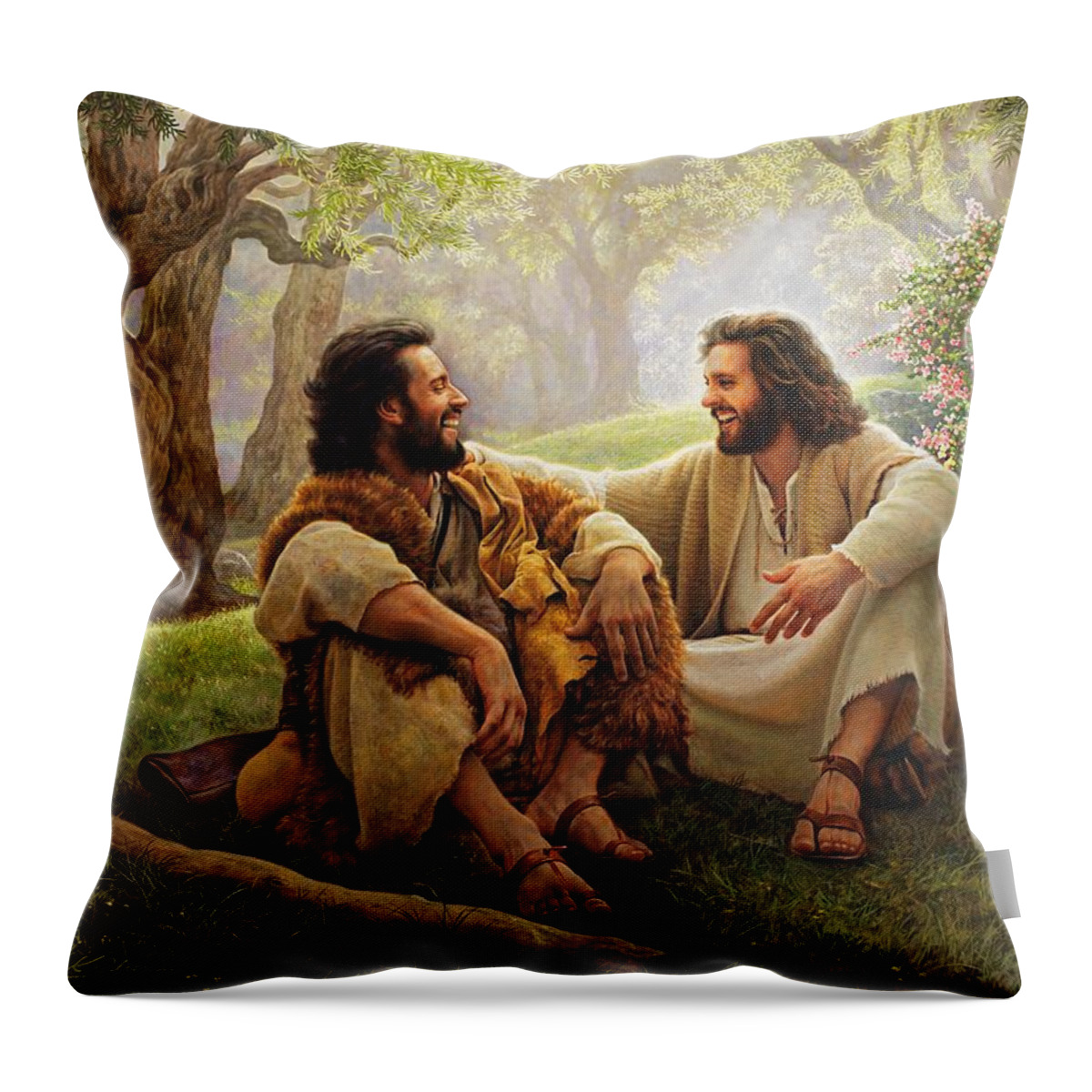 Jesus Throw Pillow featuring the painting The Way of Joy by Greg Olsen