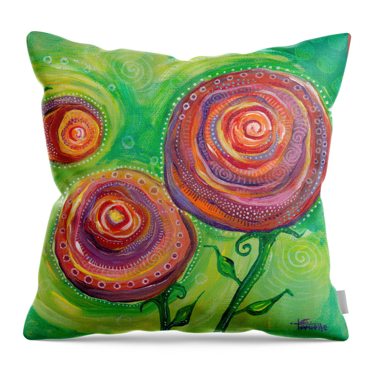 Roses Throw Pillow featuring the painting These Roses Are Forever by Tanielle Childers