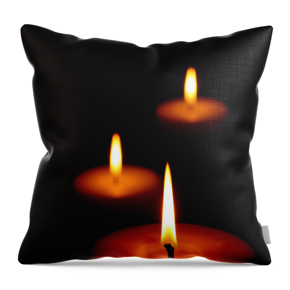 Candle Throw Pillow featuring the photograph Three Burning candles by Johan Swanepoel