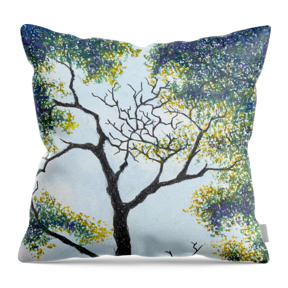 Ozarks Throw Pillow featuring the pastel Through the Tree - Lake of the Ozarks by Michele Fritz