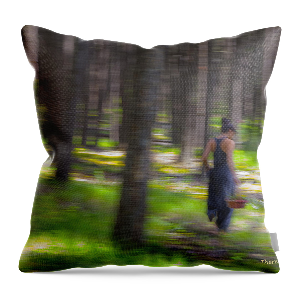 Impressionist Throw Pillow featuring the photograph Through The Woods 2 by Theresa Tahara