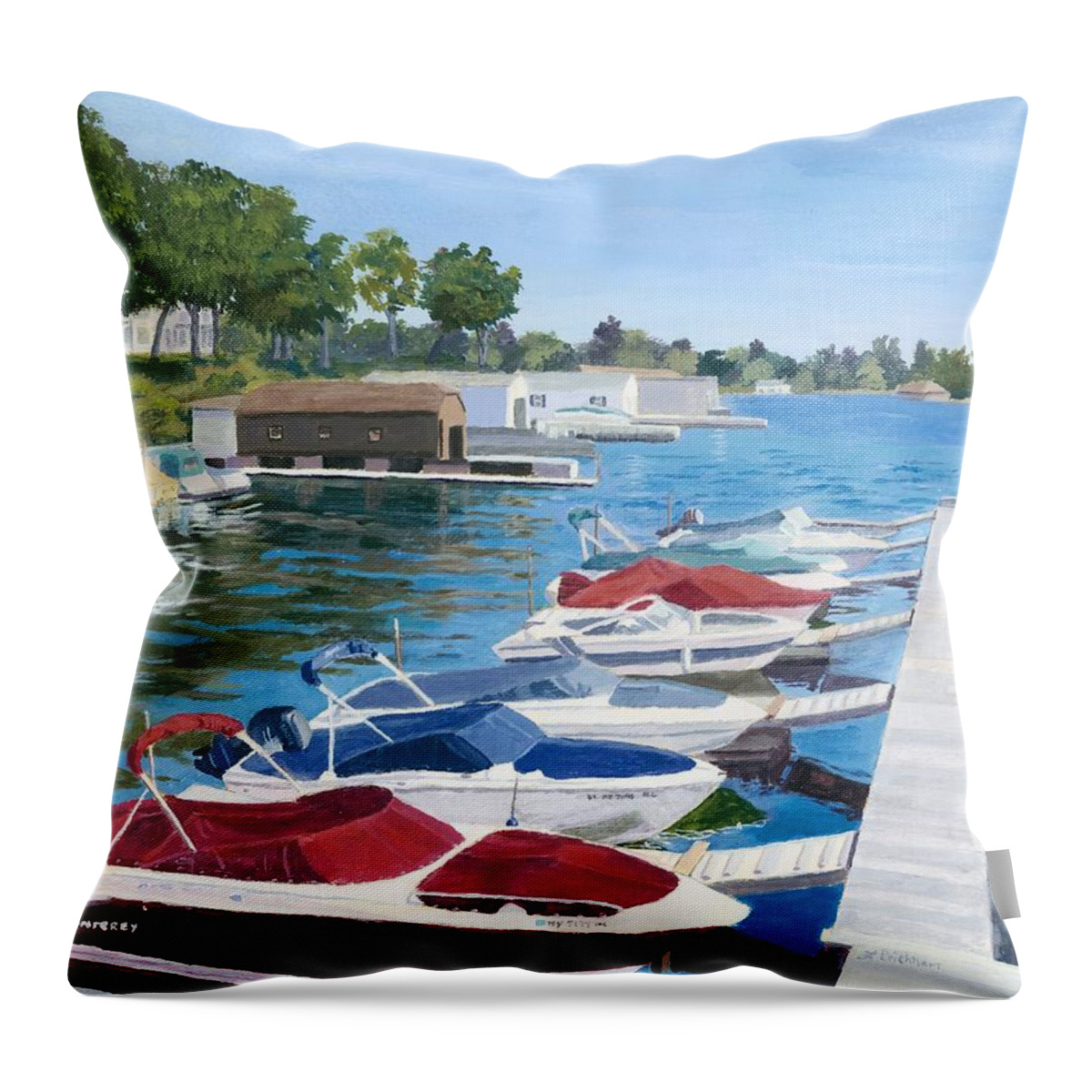 Marina Throw Pillow featuring the painting T.I. Park Marina by Lynne Reichhart