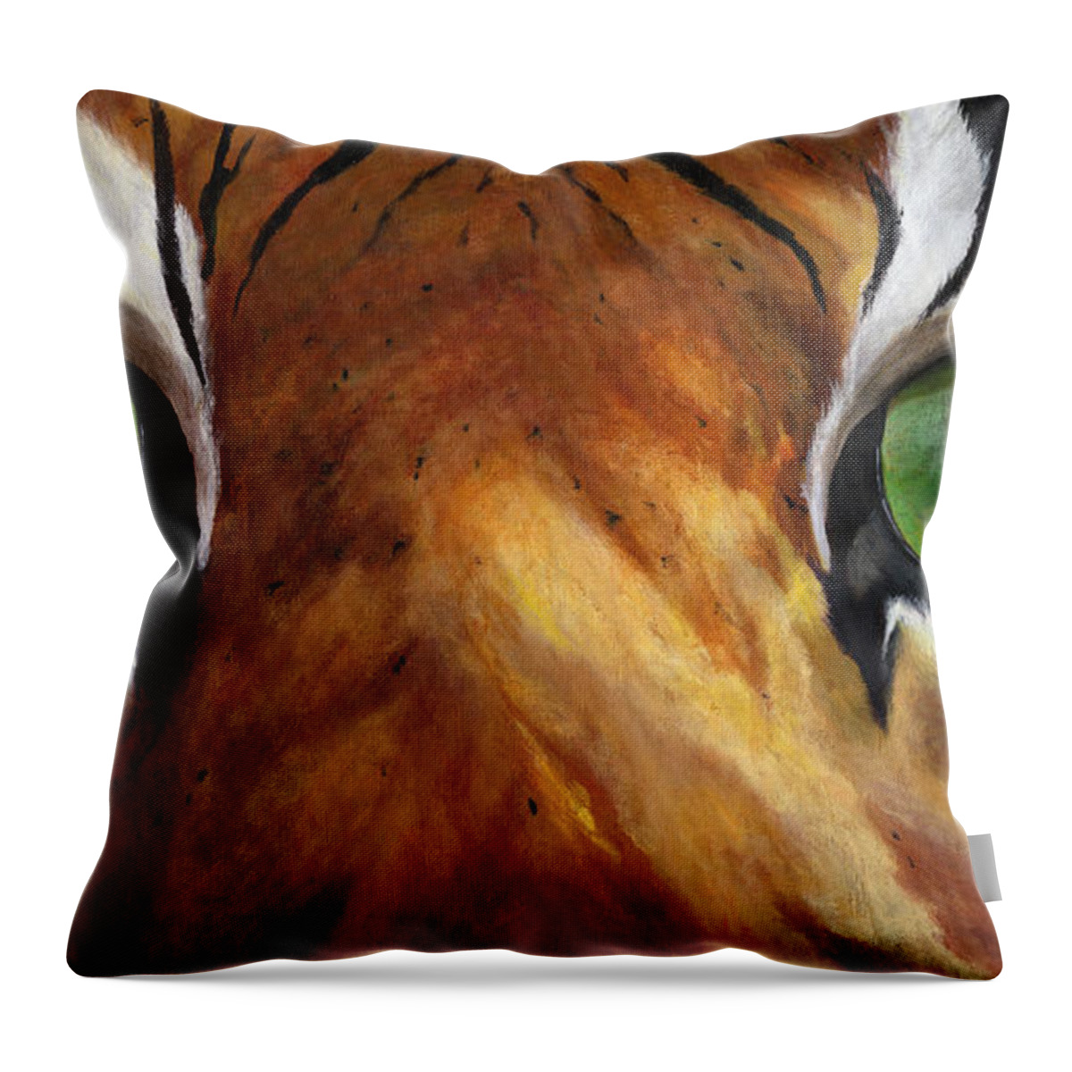 Tiger Throw Pillow featuring the painting Tiger Eyes by Donna Tucker