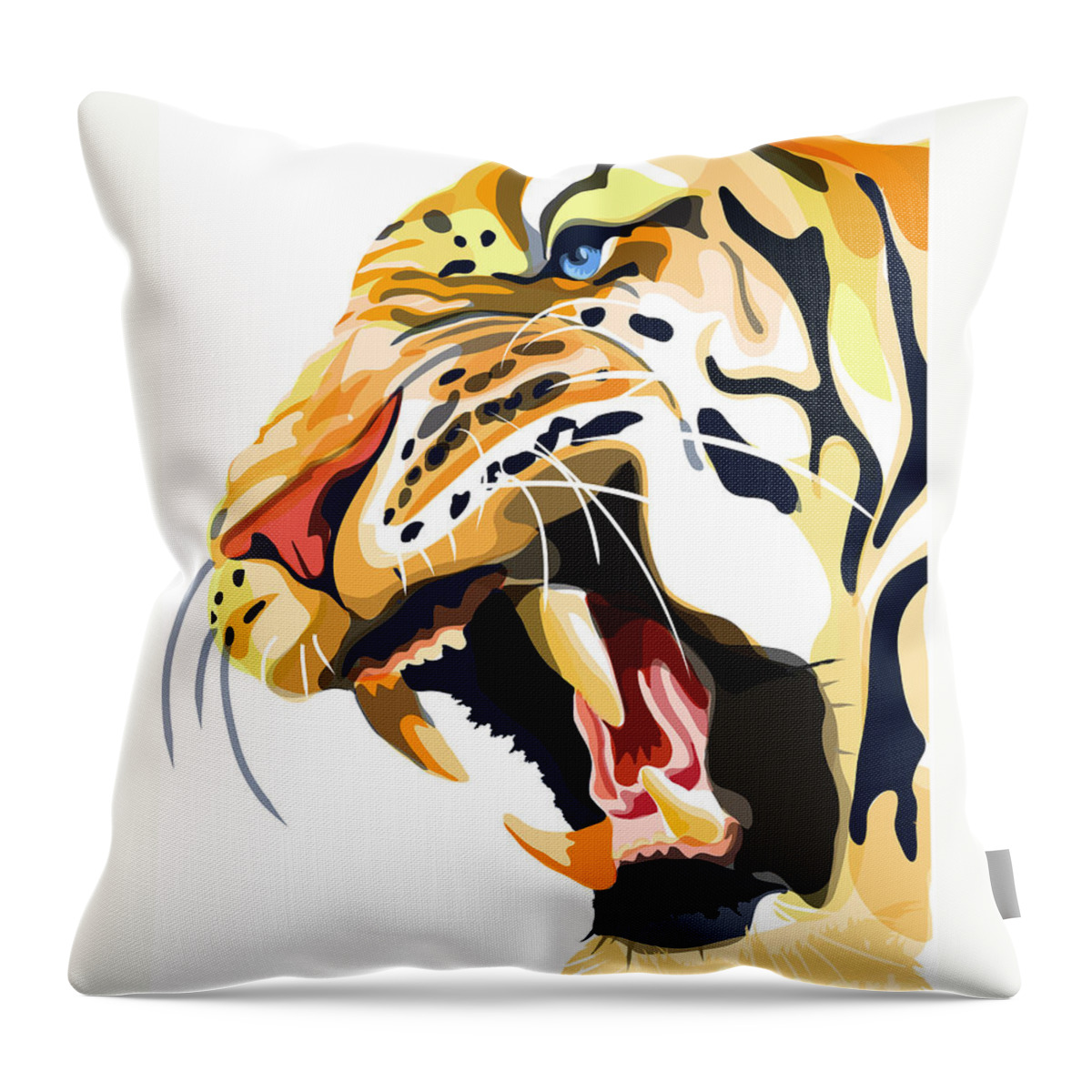 Tiger Illustration Throw Pillow featuring the painting Tiger Roar by Sassan Filsoof