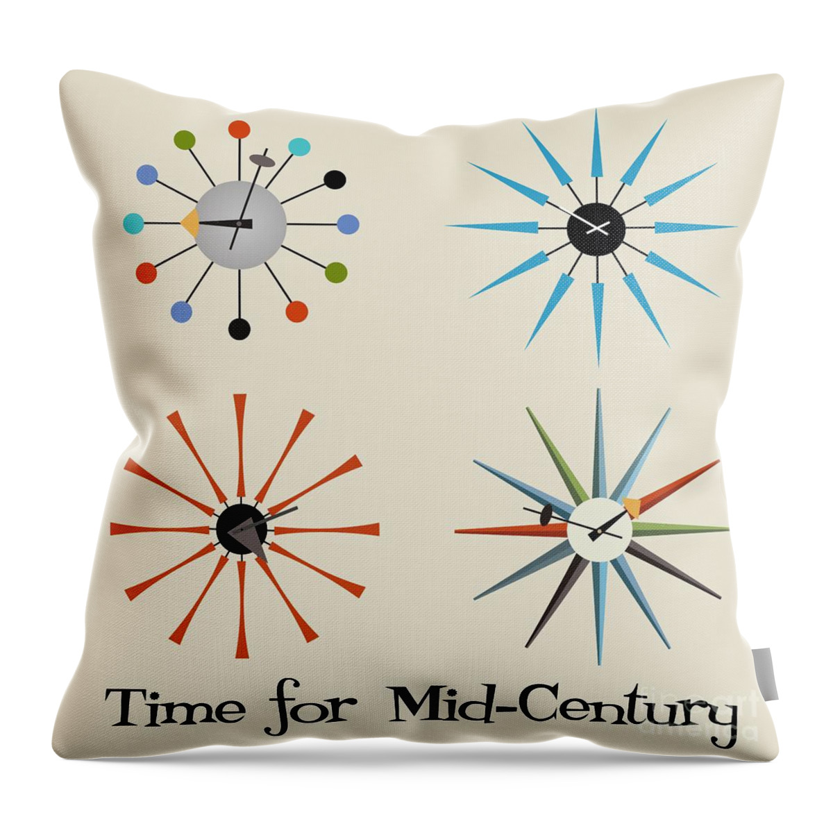 Mid-century Throw Pillow featuring the digital art Time for Mid-Century by Donna Mibus