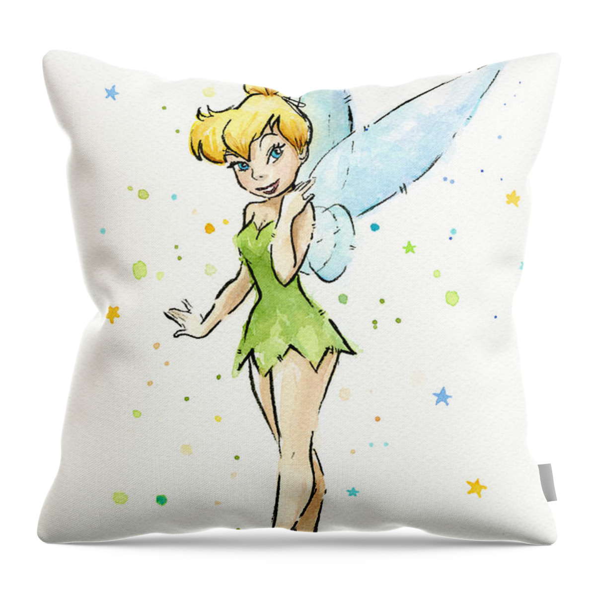Tinker Throw Pillow featuring the painting Tinker Bell by Olga Shvartsur