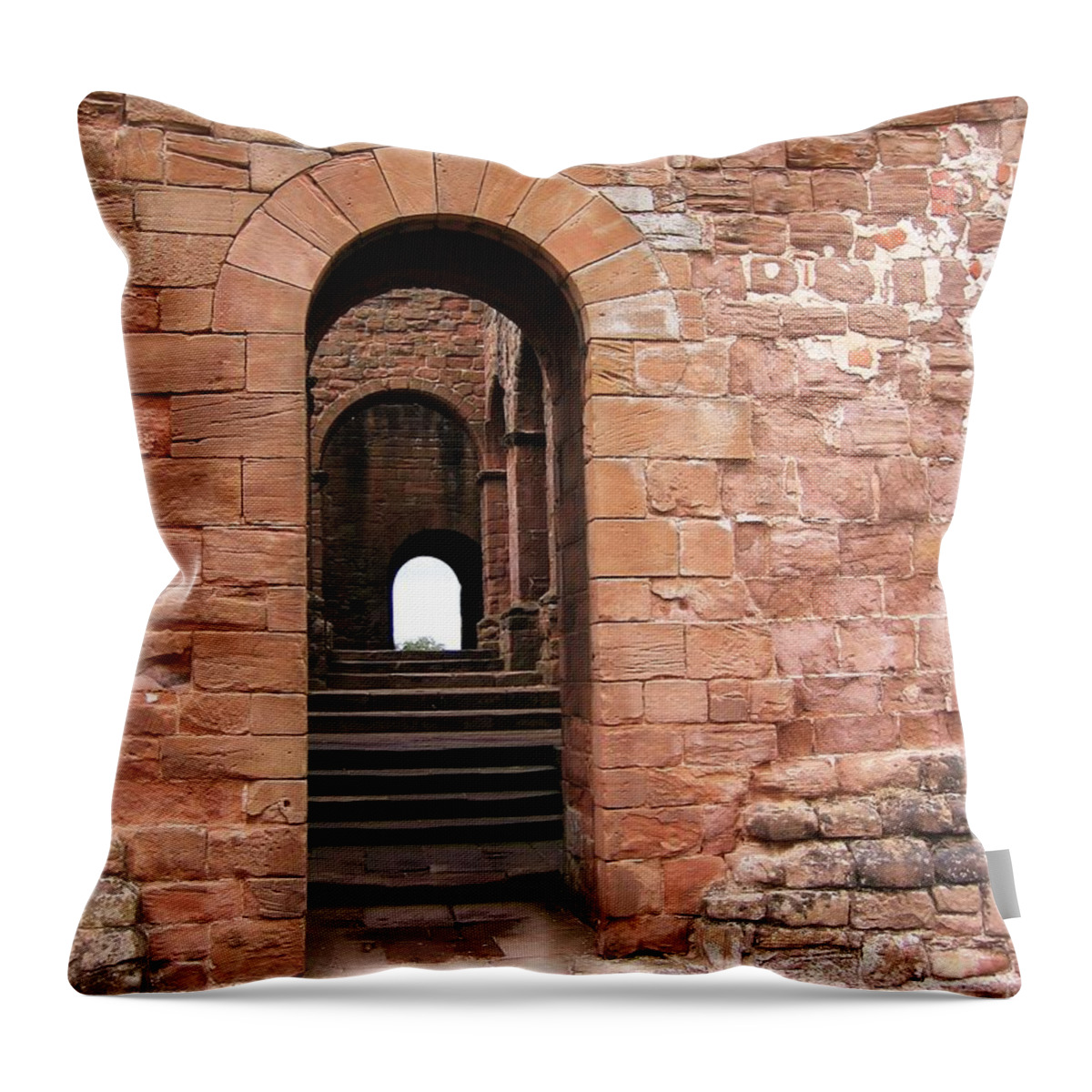 Kenilworth Castle Throw Pillow featuring the photograph To The Stairs by Denise Railey