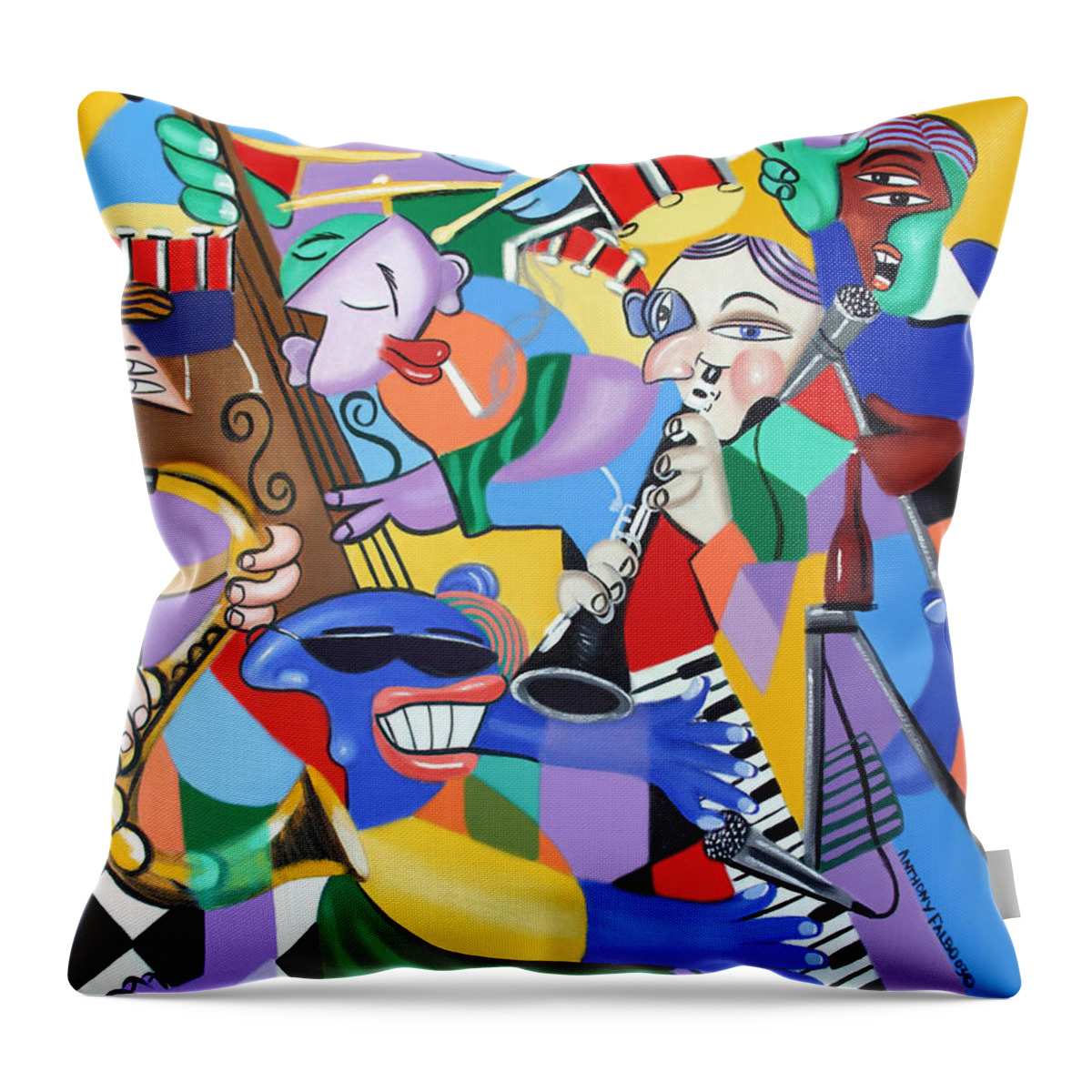 Toe Jam Framed Prints Throw Pillow featuring the painting Toe Jam by Anthony Falbo