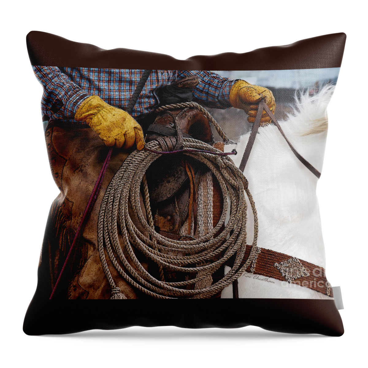 Cowboy Throw Pillow featuring the photograph Tools of the Trade by Kae Cheatham