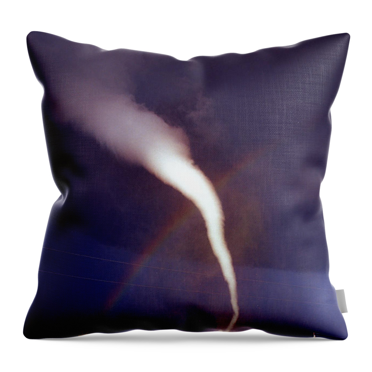 Tornado Throw Pillow featuring the photograph Tornado with Rainbow in Mulvane Kansas by Jason Politte