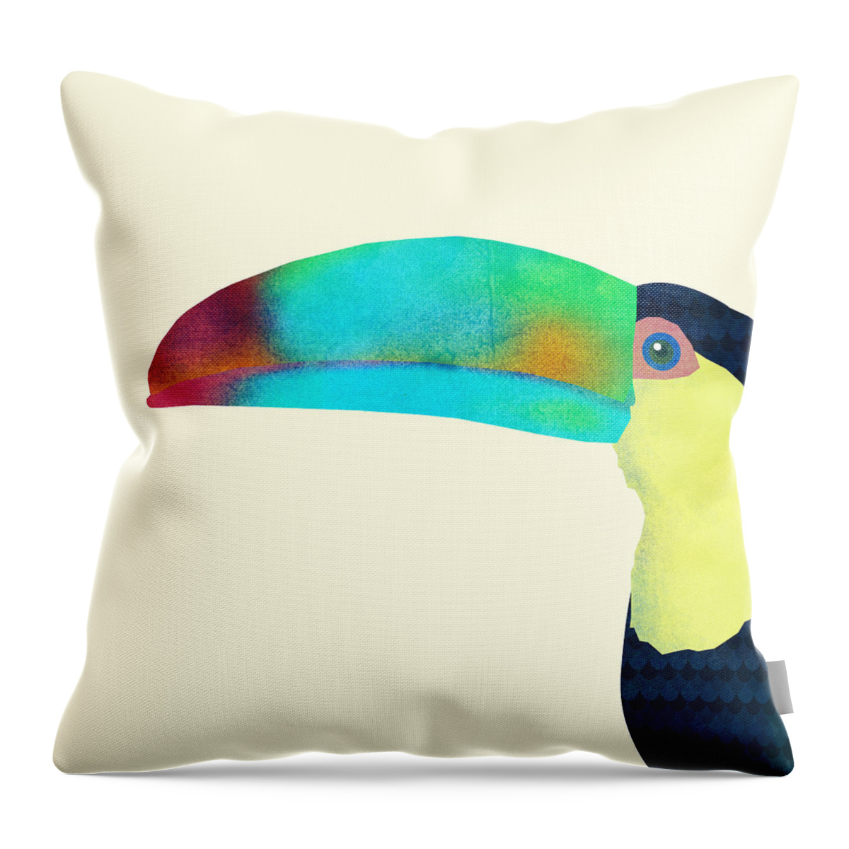 Bird Throw Pillow featuring the drawing Toucan by Eric Fan