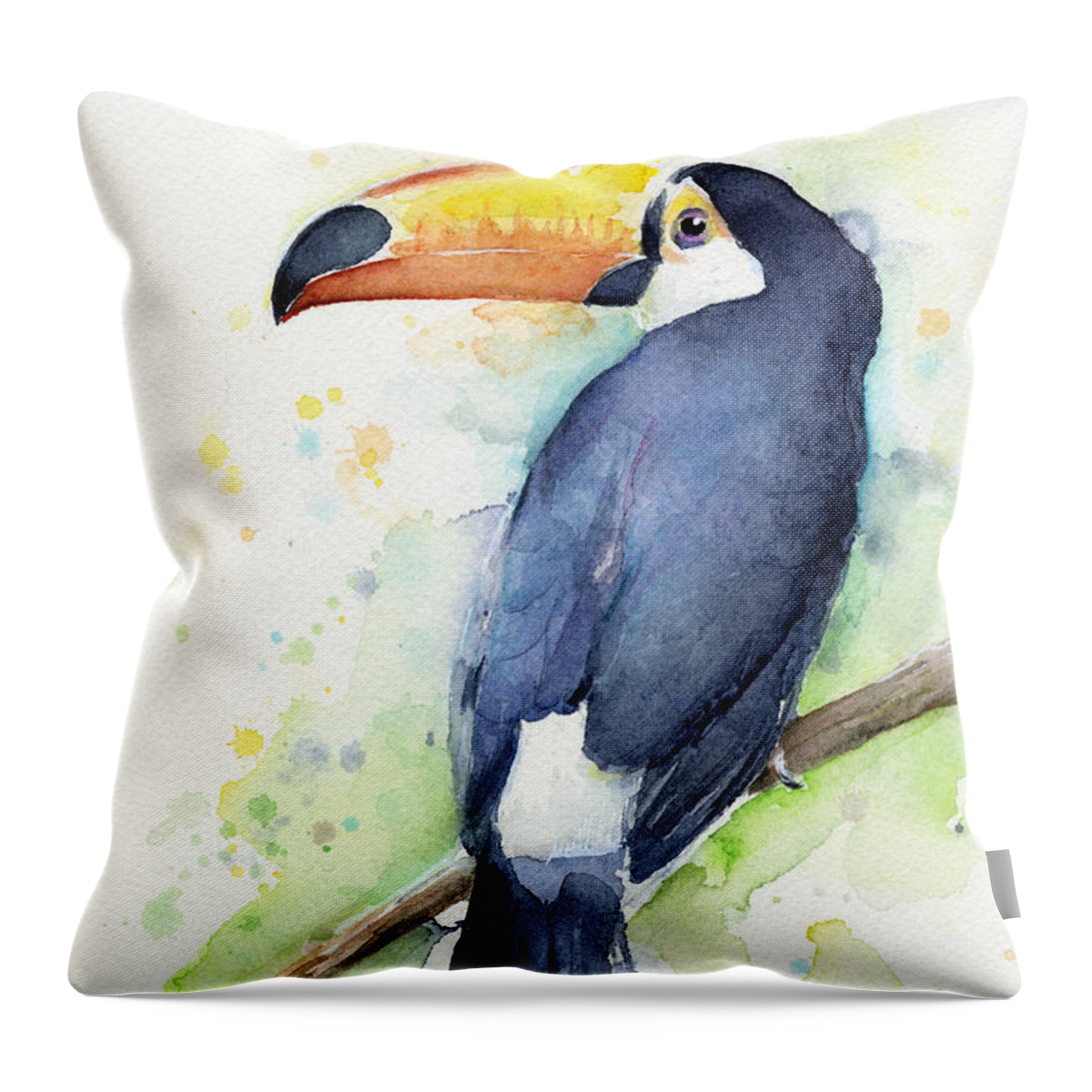 Watercolor Toucan Throw Pillow featuring the painting Toucan Watercolor by Olga Shvartsur