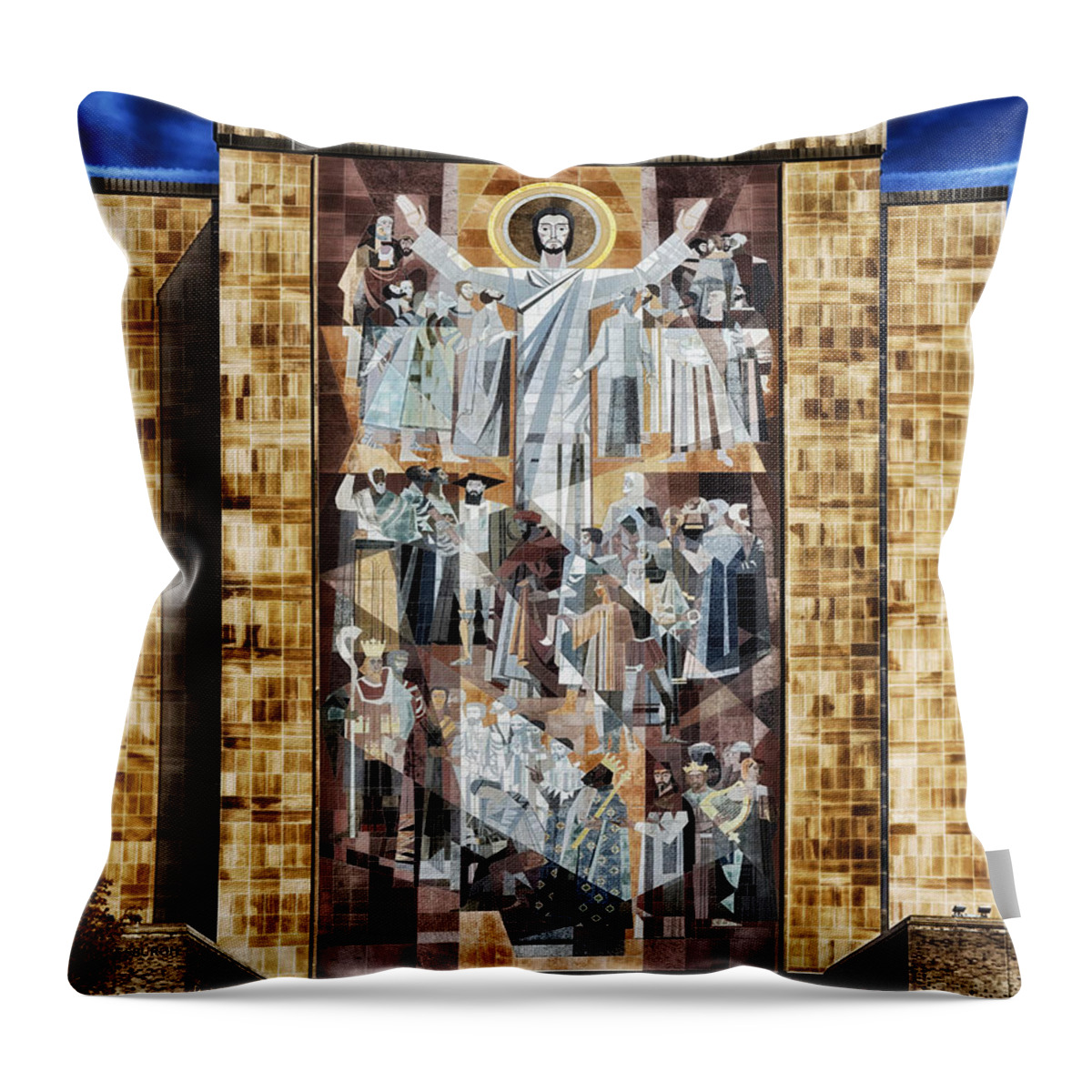 Jesus Christ Throw Pillow featuring the photograph Touchdown Jesus by Mountain Dreams