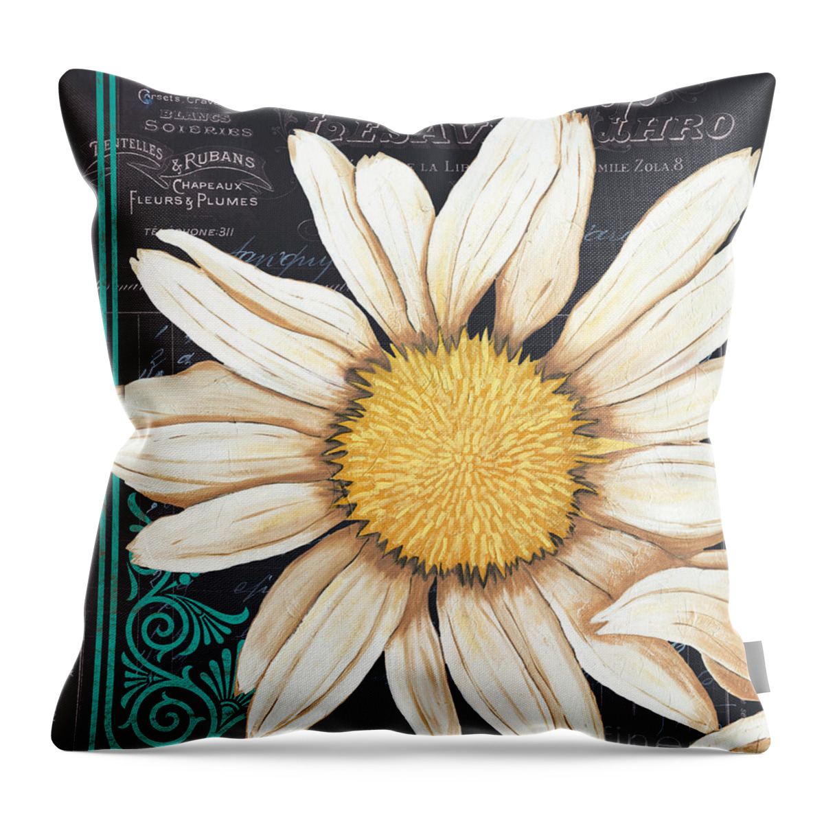 Daisy Throw Pillow featuring the painting Tranquil Daisy 2 by Debbie DeWitt
