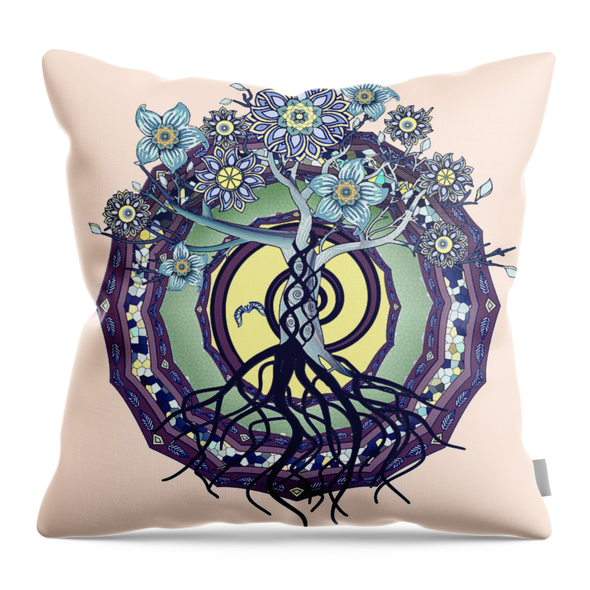 Abstract Throw Pillow featuring the digital art Tree of Enlightenment Abstract by Deborah Smith