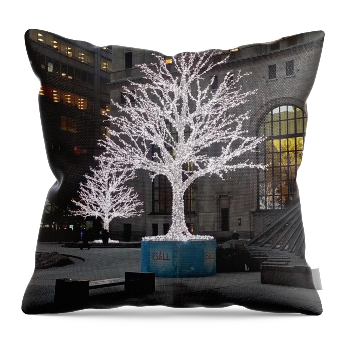 Landscape Throw Pillow featuring the photograph Tree of Lights I by Nicky Jameson