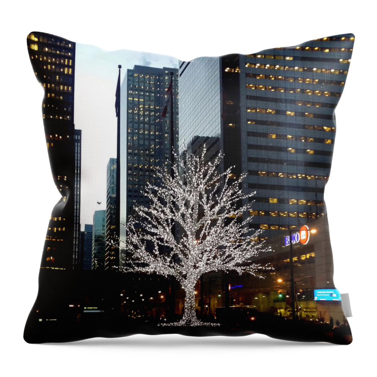 Landscape Throw Pillow featuring the photograph Tree of Lights II by Nicky Jameson