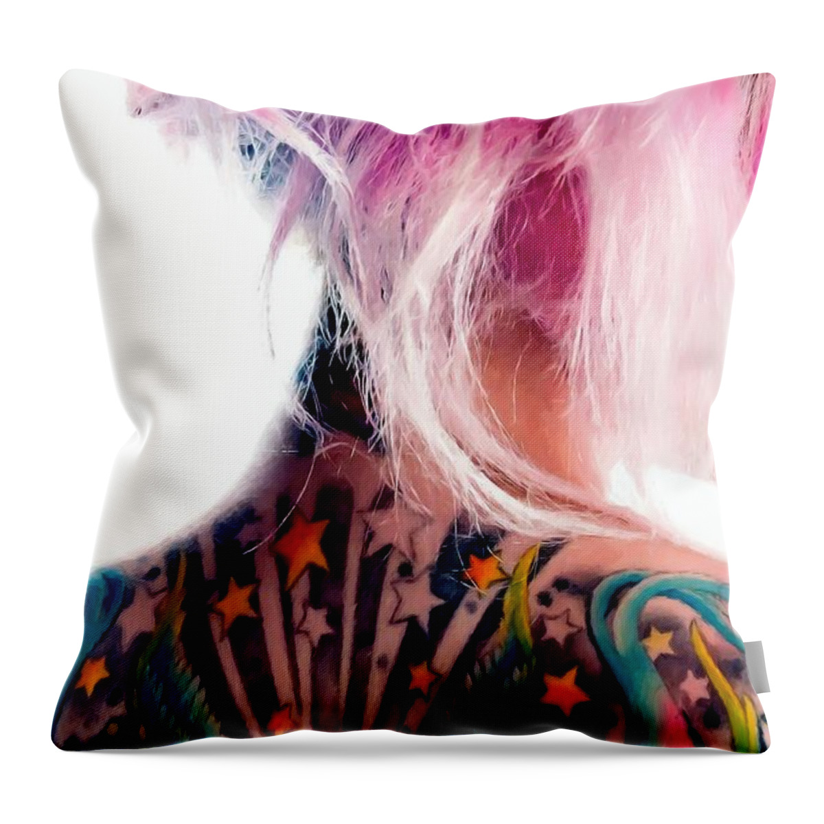 Tattoo Girl Throw Pillow featuring the digital art Tribute to Suicide Girls 3 by Gabriel T Toro