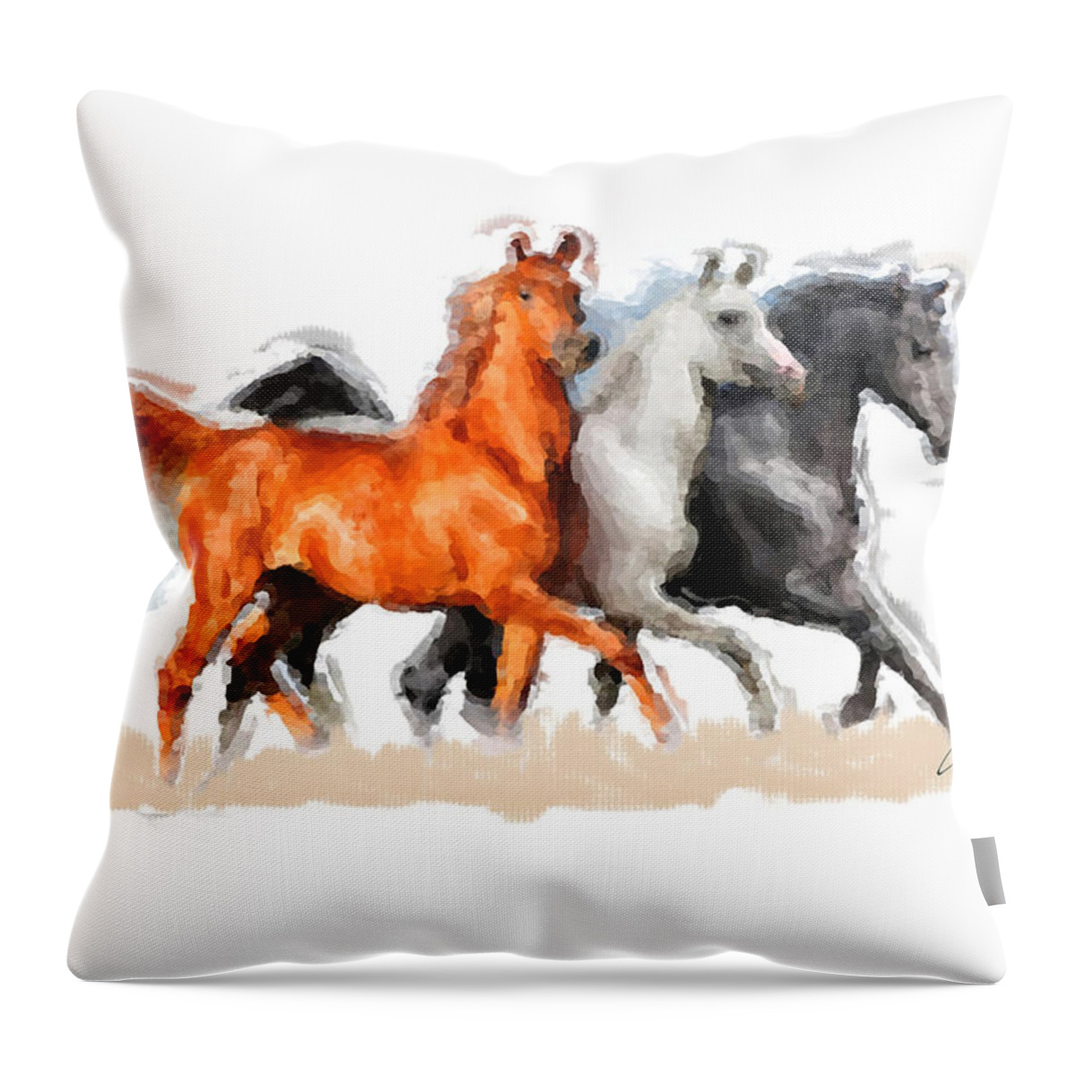 Tri Throw Pillow featuring the painting TriColor by Charlie Roman