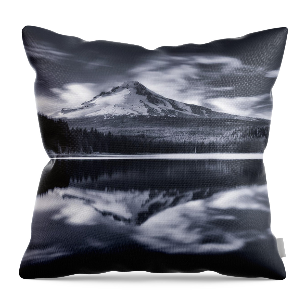 Mount Hood Throw Pillow featuring the photograph Trillium Escape Monochrome by Darren White