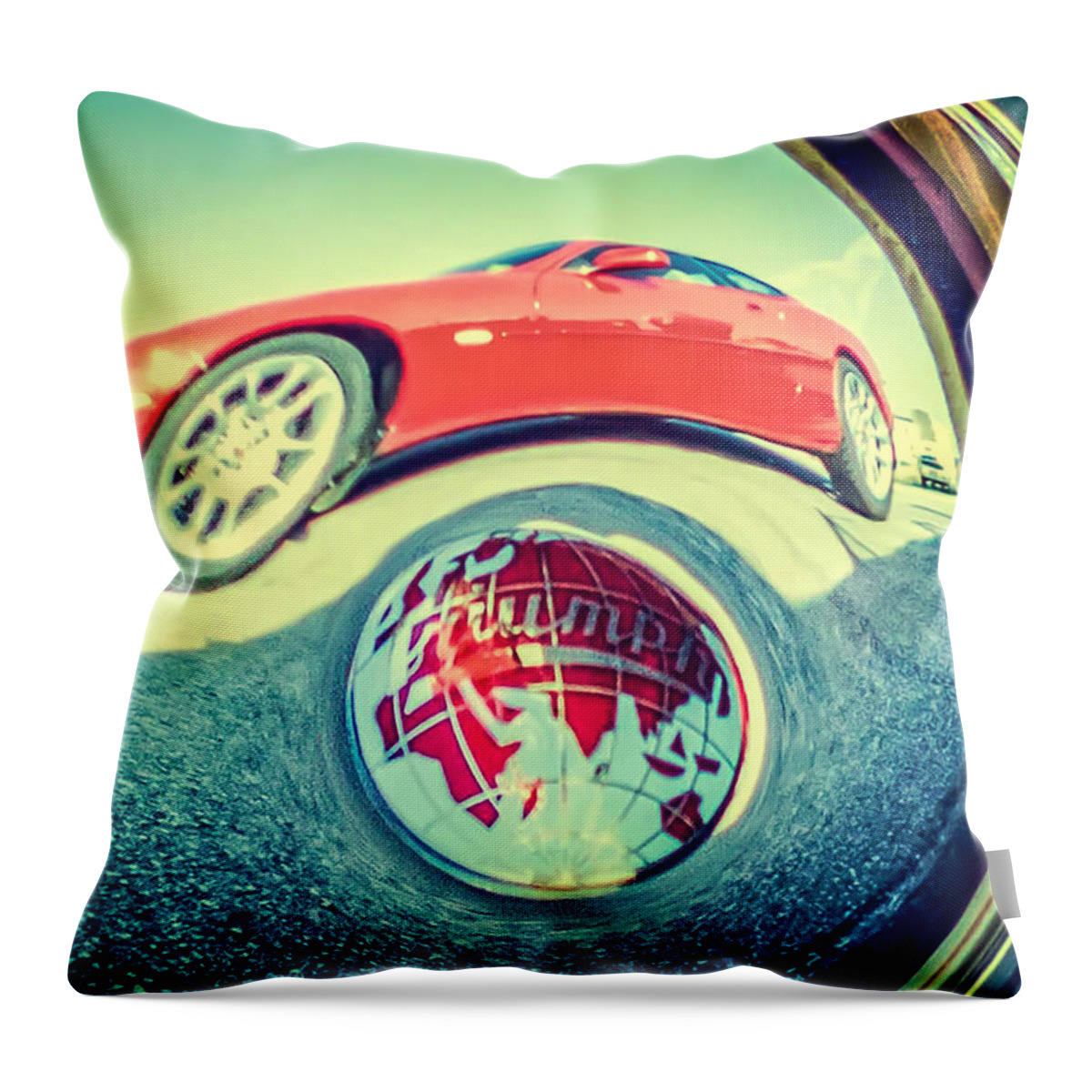 Retro Throw Pillow featuring the photograph Triumph and Jaguar by Spikey Mouse Photography