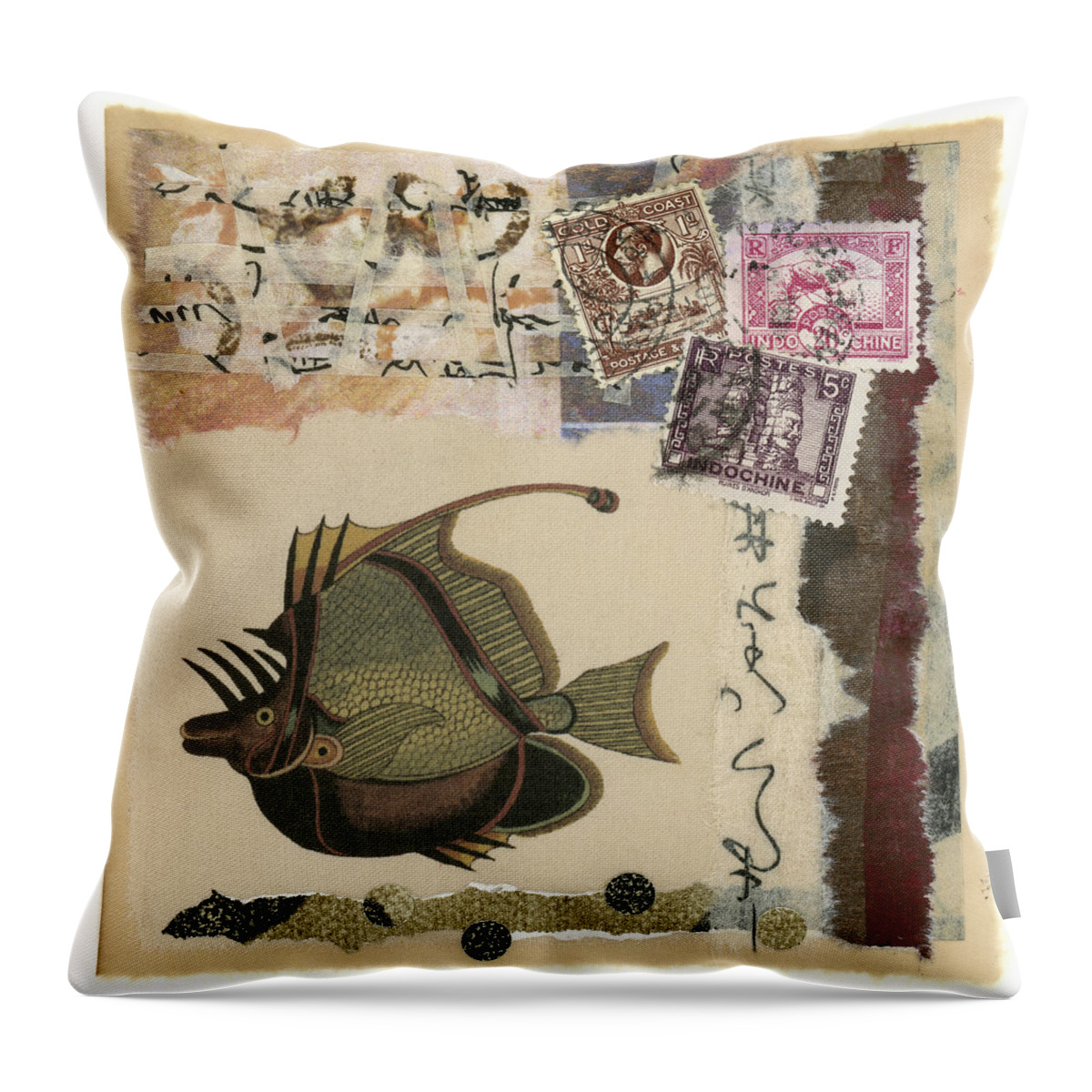 Collage Throw Pillow featuring the photograph Tropical Fish Collage by Carol Leigh