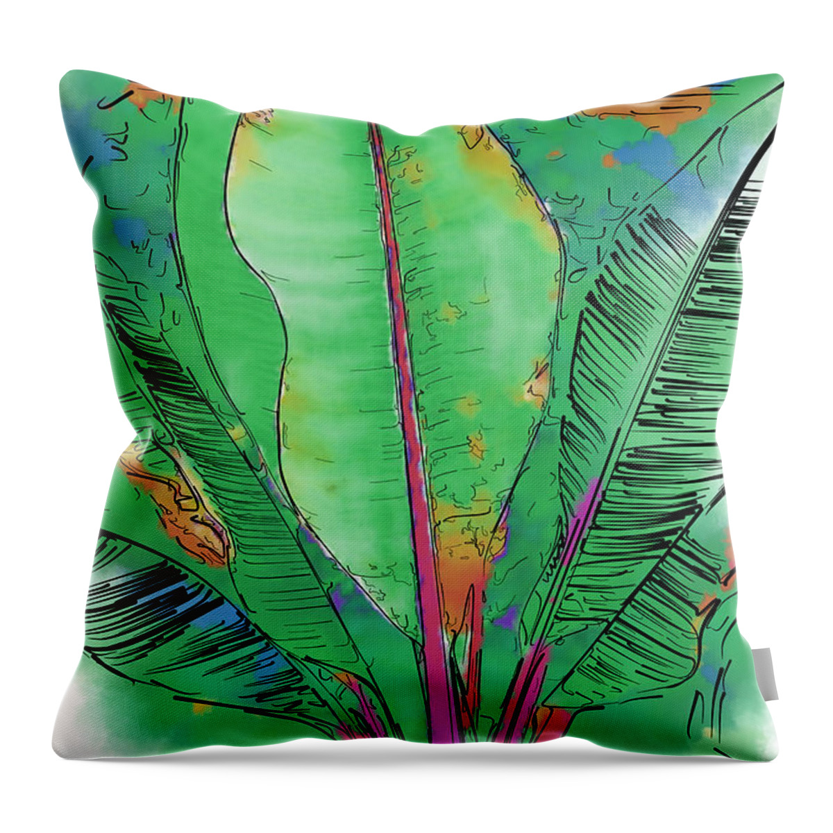 Tropical Throw Pillow featuring the painting Tropical Foliage by Kirt Tisdale