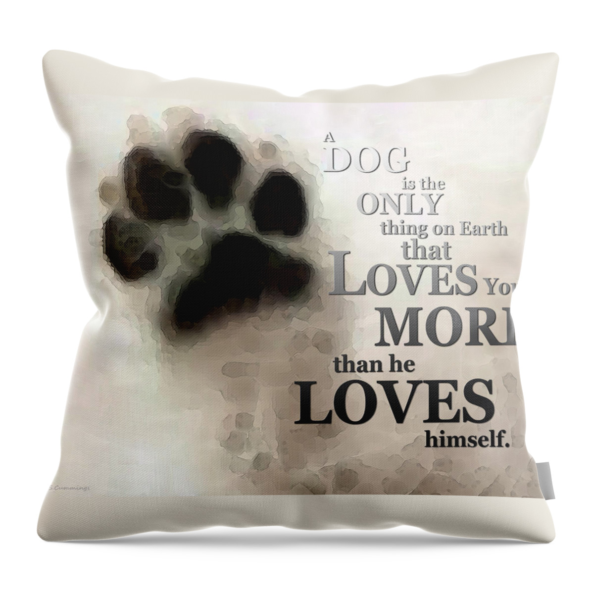 Dog Throw Pillow featuring the painting True Love - By Sharon Cummings Words by Billings by Sharon Cummings