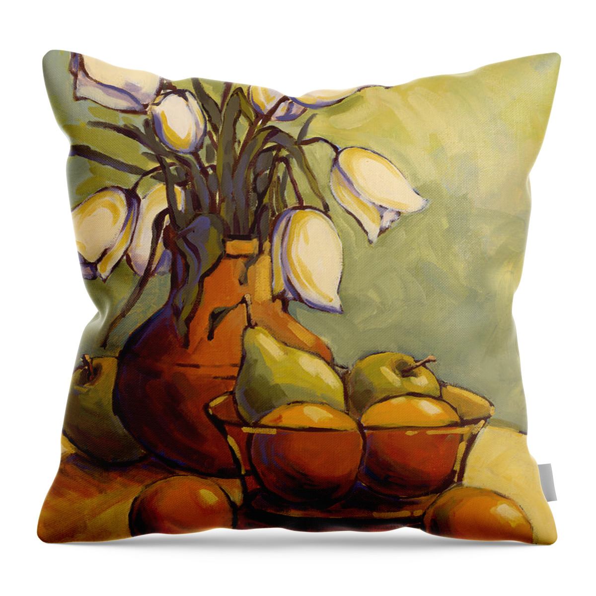 Tulips Throw Pillow featuring the painting Tulips 1 by Konnie Kim