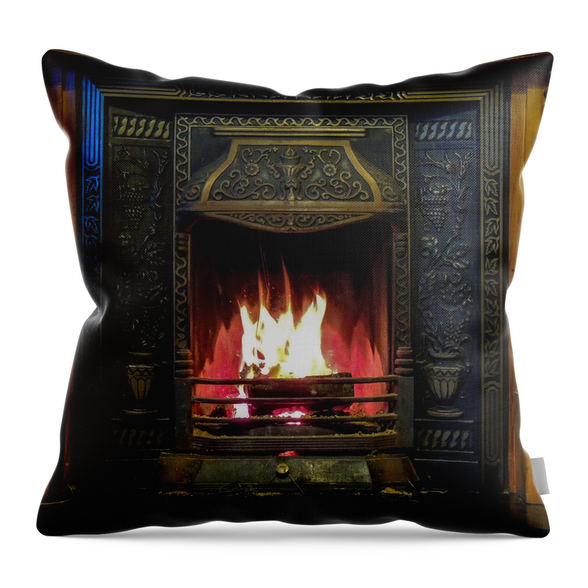 Ireland Throw Pillow featuring the photograph Turf fire in Irish Cottage by James Truett
