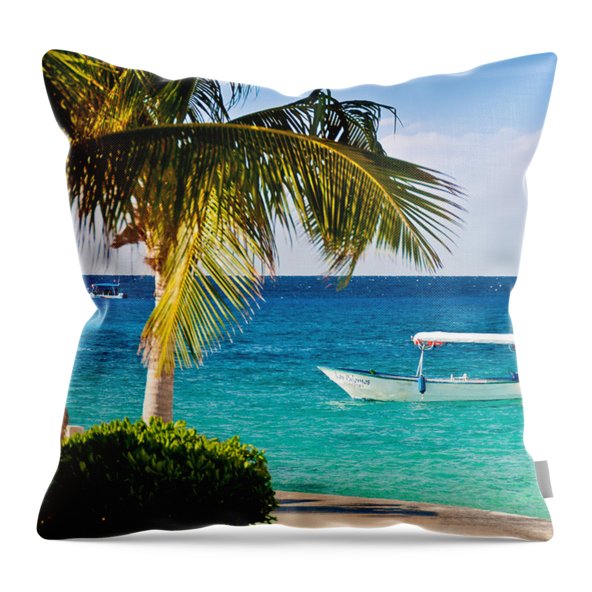Cozumel Throw Pillow featuring the photograph Turquoise waters in Cozumel by Mitchell R Grosky
